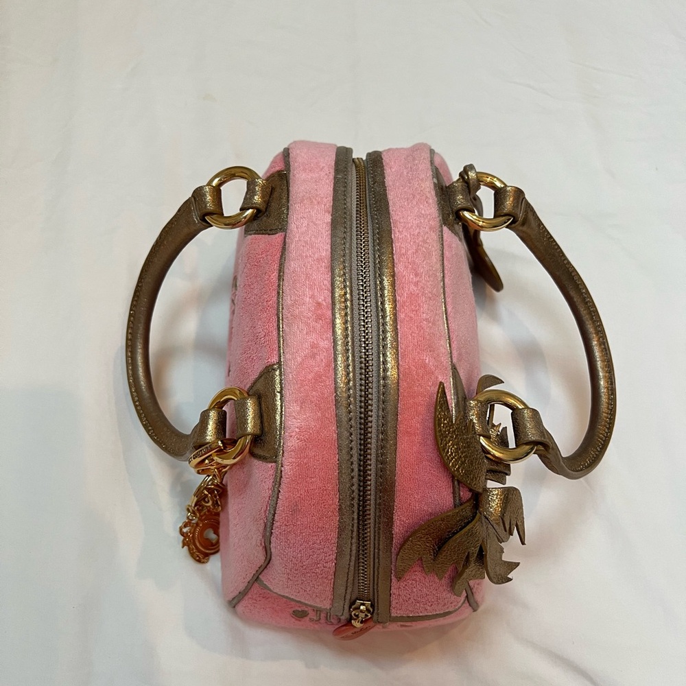 🌴 RARE Y2K Vintage Juicy Couture Isle De Juicy Terry Cloth Satchel - Pink & Gold - Picture 6 of 16